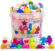 100 PCS Mochi Squishy Toys, Party Favors for Kids,Kawaii Squishies Stress Reliever Anxiety Toys, for Easter, Christmas, Birthday, Halloween, ,Classroom Prizes and Any Party Favor Sets