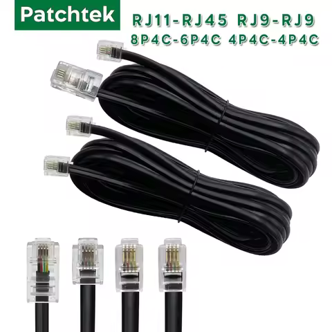 PATCHTEK RJ11 to RJ45/RJ9 to RJ9 Connector Telephone Cable 8p4c 6p4c 4p4c Adapter Modular Handset Vo