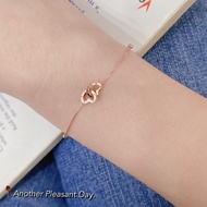 New Rose Gold 18K Fashion AU750 Fine Jewelry Satellites Double Hearts Bracelet for Women
