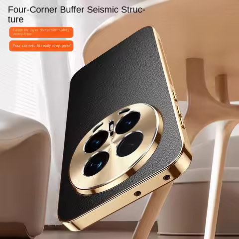 First Layer of Cowhide Lychee Texture Electroplated Frame Case For Honor Magic8 Pro Magic 8 7 Lite 6