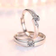 duduka ไตล์มี 2 แบบให้เลือก  แหวนคู่รัก แหวนเพชรเม็ด2วงทองคำขาว ฝังเพชรหรูหราปรับขนาดเท่ากับนิ้วได้