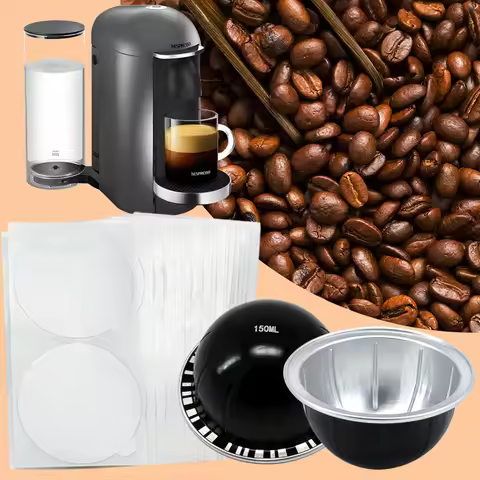 Reusable Aluminum Coffee Capsules Compatible with Nespresso Vertuo Machine - Durable Coffee Pod Shel