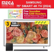 SAMSUNG QA75LS03DAKXXS 75" FRAME QLED SMART TV / Free BrownBezel + WMT + S800D + $300 Mooments Redee
