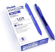 Pentel EnerGel-X Retractable Liquid Gel Pen (1.0mm) Metal Tip, Blue Ink, Box of 12 (BL110-C)