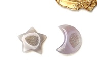天然瑪瑙星星月亮小晶洞聚寶盆瑪瑙片套組 辦公室 居家 療癒 擺件