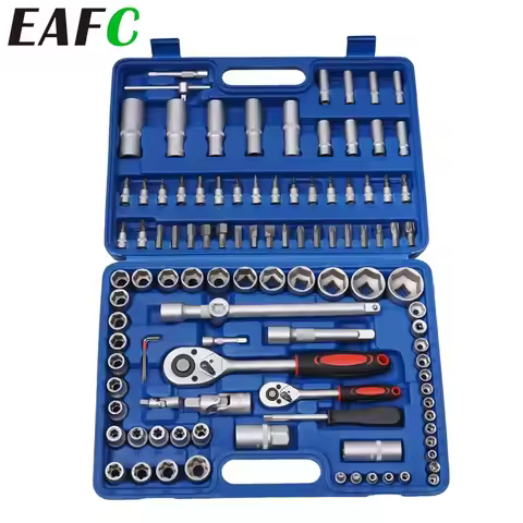 EAFC 108Pcs/94Pcs Multi Function Car Socket Ratchet Wrench Wheel Auto Mechanic Manual Torque Tool Ki