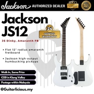 JACKSON JS Series Dinky JS12 Double Humbucker (HH) Electric Guitar, Amaranth FB, White (JS-12 / JS 12)