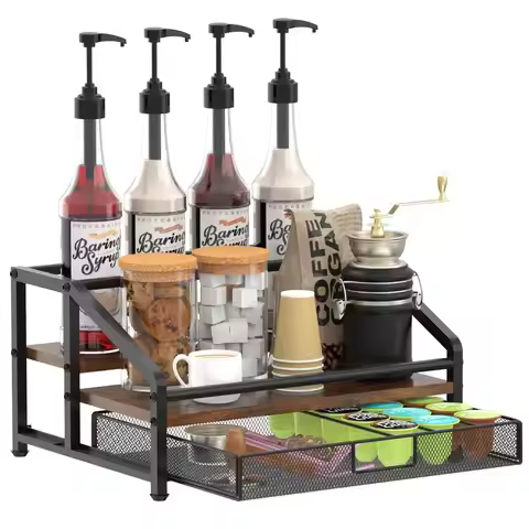 Coffee Syrup Organizer Rack, 3Tier Coffee Station Organizer for Countertop, Coffee Bar Organizer wit