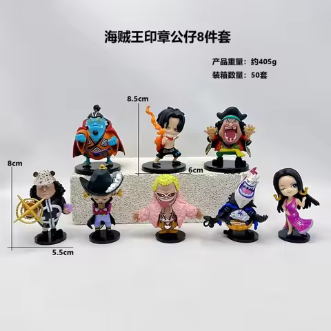 One Piece 8 mini stamps cartoon characters PVC collection seal ornaments gifts