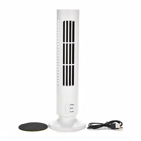 ABVI-USB Rechargeable Tower Fan, Cooling Portable Fan Standing Bellyless Fan Air Conditioner Bedroom