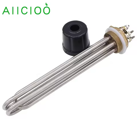 AIICIOO 220V/380V Water Heater Industrial Electric Heating Element DN32/DN40 Immersion Resistance 3k