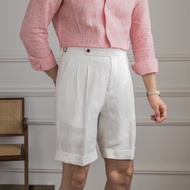 Mr. Lusan Summer Shorts% Linen Gentry Breathable Easiest for Match Thin Lightweight Italian Neapolit