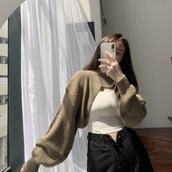 RX FASHION - VELIA CROP TOP WAFFLE / WOMEN'S BOLERO CROP TOP -PN