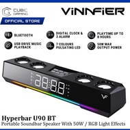 VINNFIER HYPERBAR U90 BT 50W PORTABLE SOUNDBAR BLUETOOTH SPEAKER WITH 50W / ALARM CLOCK / RGB LIGHT 