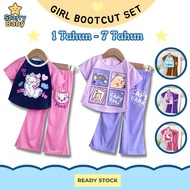 Starry Baby(1-9 Yrs) Crop top + Bootcut Set Baju Budak Perempuan Lengan pendek Seluar Panjang Playse