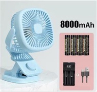 DDS - 搖頭小電風扇(標準版藍色+4節2000毫安培電池+usb充電線+電池充電器)#N144_024_013