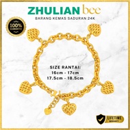 Rantai Puteri Sarah Rantai Tangan Sauh Love Kerawang Emas Zhulian BT5021 Gold Bracelet Jewelry
