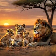 5D Diamond Painting Kit - Lion Family, Adult DIY Full Round Diamond Painting Art Set, Includes Tools