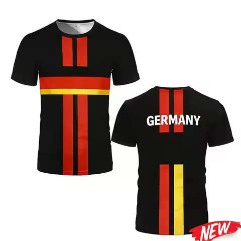 Fashion Germany Flag Graphic T Shirt Men Trendy 3D Printed Football Jersey Cool Streetwear Short Sle