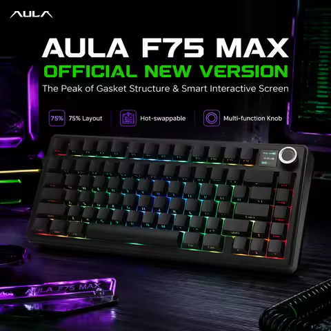 AULA F75 Max/F75 Mechanical Keyboard Custom 75% Layout RGB Backlight Wireless Bluetooth Gaming Keybo