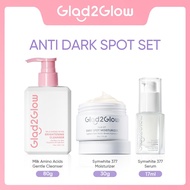 【3 ชิ้น】Glad2Glow Milk Brightening Cleanser+Pomegranate Brightening Moisturizer Serum+Peach Retinol 