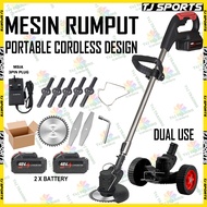 Powerful 48V Electric Grass Cutter Machine Lawn Mower with Wheel Cordless High Quality Mesin Potong 