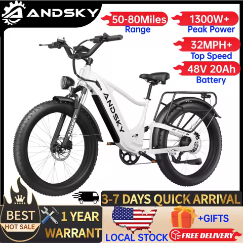 ANDSKY Gravita SO Electric Bike for Adults 1300W Motor 7-Speed Gears City Commuter E-bike 32MPH 26"x