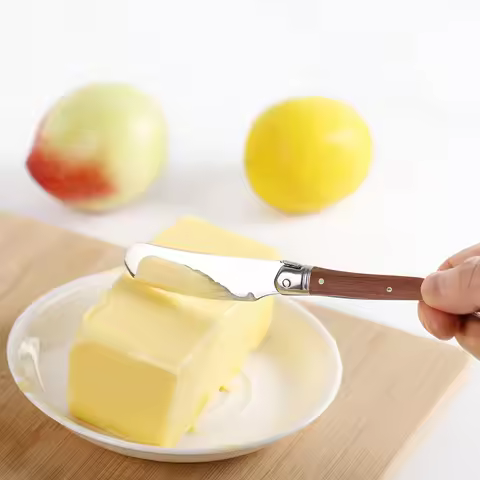 1PC Rosewood Handle Cream Knife Western Butter Jam Spatula Stainless Steel Cheese Butter Knife