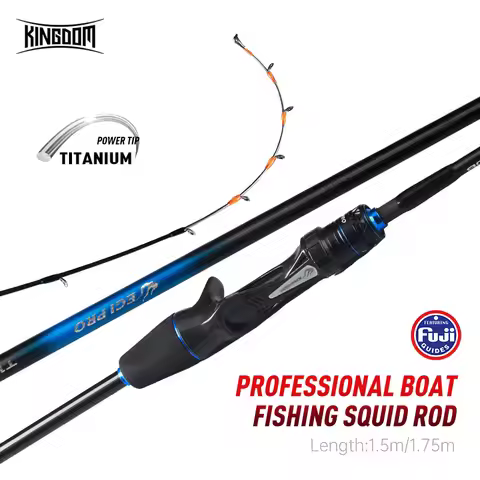 Kingdom Boat Squid Fishing Rod 1.5m 1.75m Titanium Solid Tip High Carbon Casting Fishing Rod for Cut