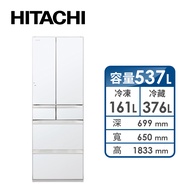 HITACHI 537公升白金觸媒ECO六門超變頻冰箱 RHW540RJXW(琉璃白)