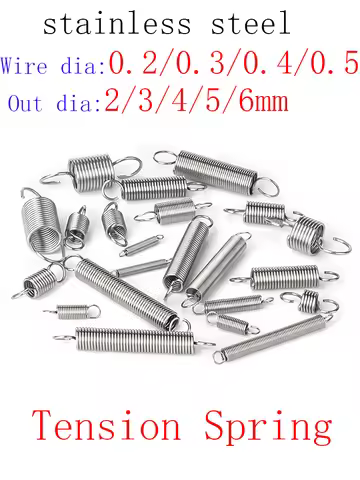 10pcs/lot 0.3mm 0.4mm 0.5mm stainless steel Tension spring with O hook extension spring