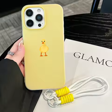 Cute Little Duck Jelly Phone Case with Lanyard Cord For Xiaomi Redmi Note 14 Pro 13 12 11 Pro 10 14C