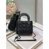 Dior 3 Grid Black Sheepskin Gun Buckle Dior Bag Lady Concubine Bag Cannage Rattan Checkered Handbag 