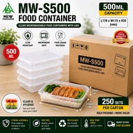 MW-S500 500ML Rectangular Food Container with Lid (250 Sets / Carton) – Bekas Makanan Plastik Wholes