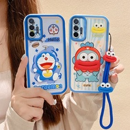 Luxury Cute Cartoon Doraemon Frog Loopy with Hand Strap Oppo A93 93S A74 5G Phone Case for Oppo A93 