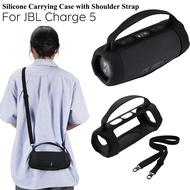 Protective Case Cover for JBL Charge 5 Portable Speaker, Silicone Carrying Case with Shoulder Strap 