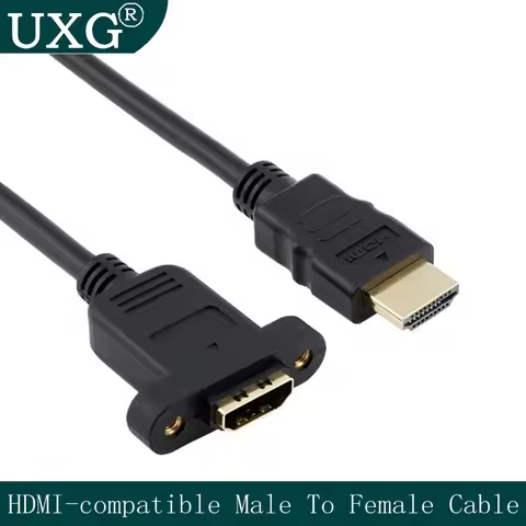 HD-A 1.4V 19pin Male To HDMI-compatible Type A Female Extension Cable With Screw Hole Lock Panel Mou