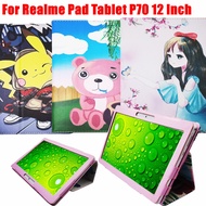 Cute Cartoon High Quality For Realme Pad Tablet P70 12 Inch Android 11 Lighter Thinner PU Flip Leath