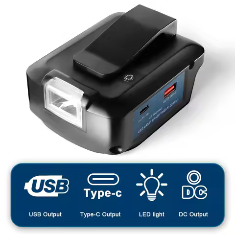 Adaptor For Bosch 18V 14.4V BAT609 BAT604 Battery to PD 22.5W USB C QC3.0 fast charger and DC 12V 3A