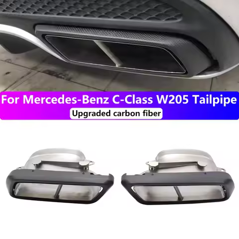 Carbon fiber square muffler with AK logo for 2014-2018 Mercedes C-Class W205 AMG C63S exhaust pipe t