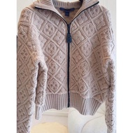 G9UK Lis-V * Women's Three-dimensional logo Jacquard Wool Zipper Hooded Short Jacket