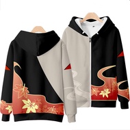 Game Genshin Impact Kaedehara Kazuha Cosplay Costume Hoodie Hooded Sweatshirts Coat Zipper Jacket Ad
