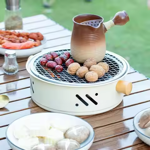 Portable Tabletop Grill Small BBQ Grill Portable Charcoal Grill Korean Nonstick Smokeless Camping Gr