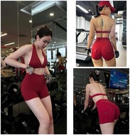 Gym yoga Set, triangle bra butt elasticShorts, box bag