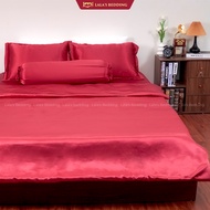 Bộ Chăn Ga Gối Lụa Phi Bóng Lalas Bedding size 1m6 và 1m8 Không Xù Lông Mềm mịn chăn chần bông sẵn