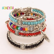 <Honeyba> Fashion Tibetan Silver Bangle Women Gypsy Turquoise Vintage Bohemian Bracelet