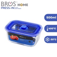 Bros Home "Press-In" Glass Container - Rectangle 500ML
