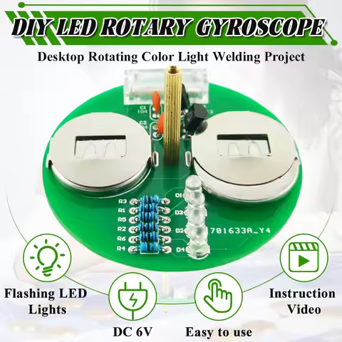 DIY LED Desktop Gyroscope Electronic Kit Triode Vibration Switch CR2032 Battery Circuit Board DC6V P