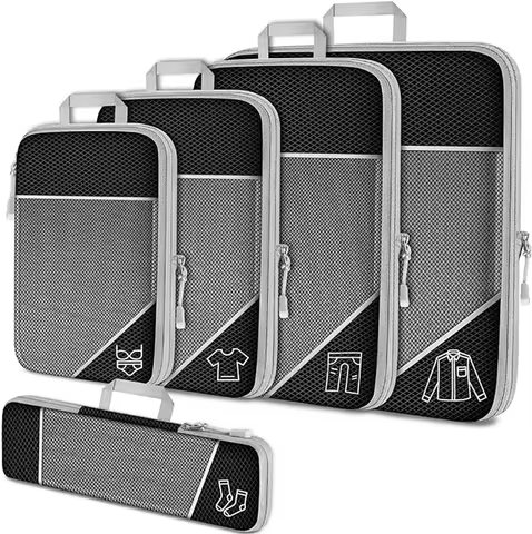 Compression Packing Cube Set Expandable Mesh Travel Bag Luggage Organizers Bag for Trip Home Storage