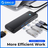 USB C Docking Station Dual Monitor, ORICO 7 in 1 Laptop Docking Station 3 Monitors, USB C to HDMI Adapter with 4K HDMI, 100W PD, 3 USB, Monitor Adapter for MacBook/Dell/HP/Surface/Lenovo